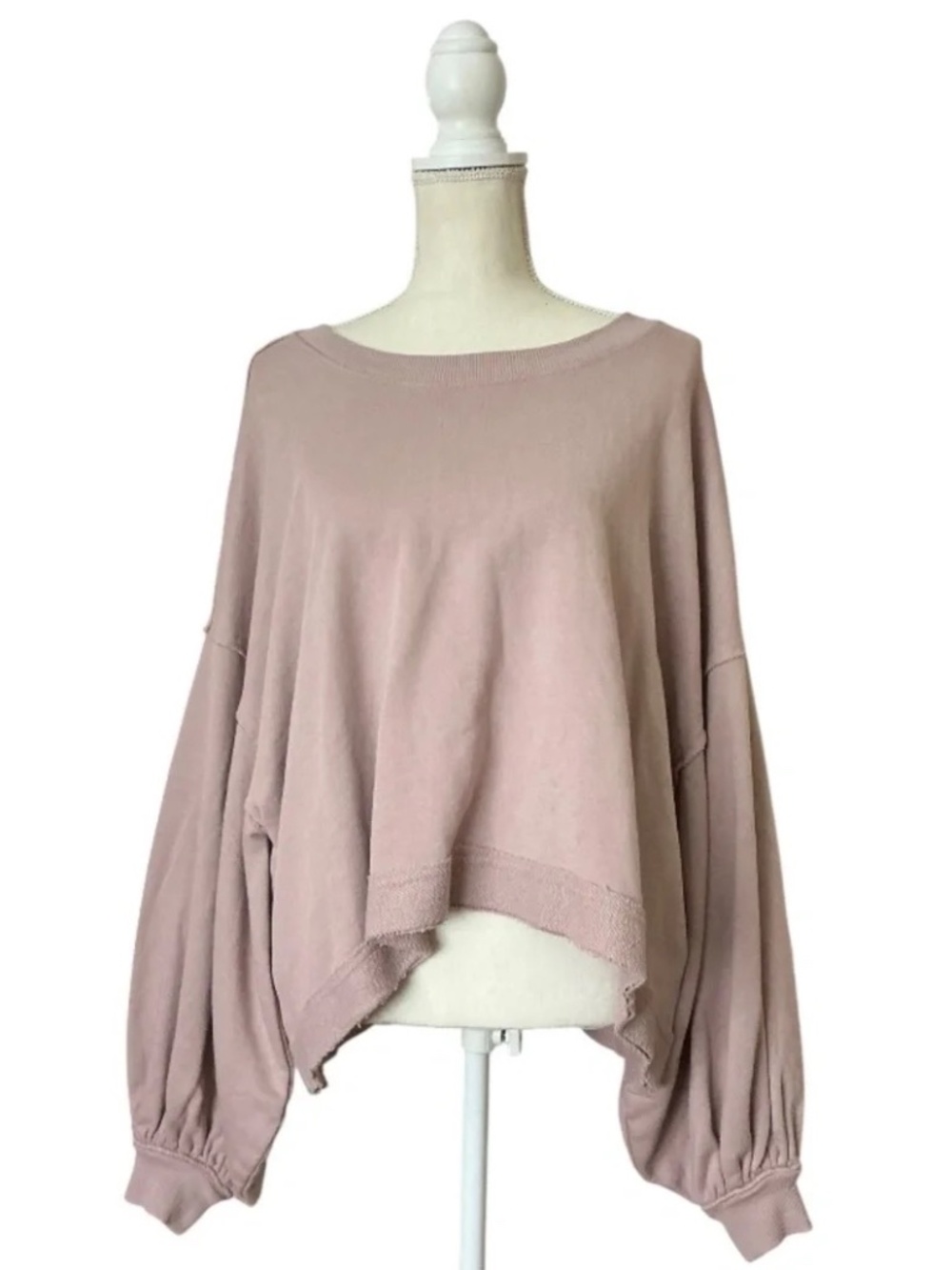 Free People Trish Sweatshirt Mauve Pink Oversized Balloon Sleeve Pullover XS